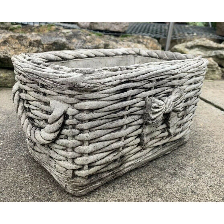 Brambly Cottage Stone Garden Wicker Basket Plant Pot Wayfair.co.uk